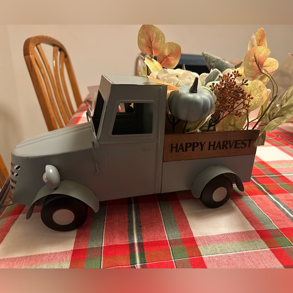Fall truck center piece for a table.